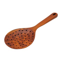 Χειροποίητη Μοναδική Κουτάλα Από Teak Φαρδιά Με Τρύπες 35 Εκ. - 2