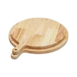 Ξύλινο Πλατώ Πίτσας Από Rubberwood Με Λαβή Φ32, 36 Εκ. - 5
