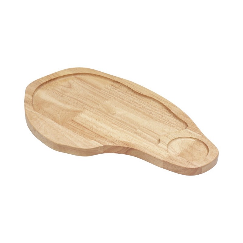 Ξύλινο Πιάτο Rubberwood Ακανόνιστο Με Τοίχωμα & ντιπ 45x28 Εκ. - 3 Ξύλινο Πιάτο Rubberwood Ακανόνιστο Με Τοίχωμα & ντιπ 45x28 Εκ. - 3