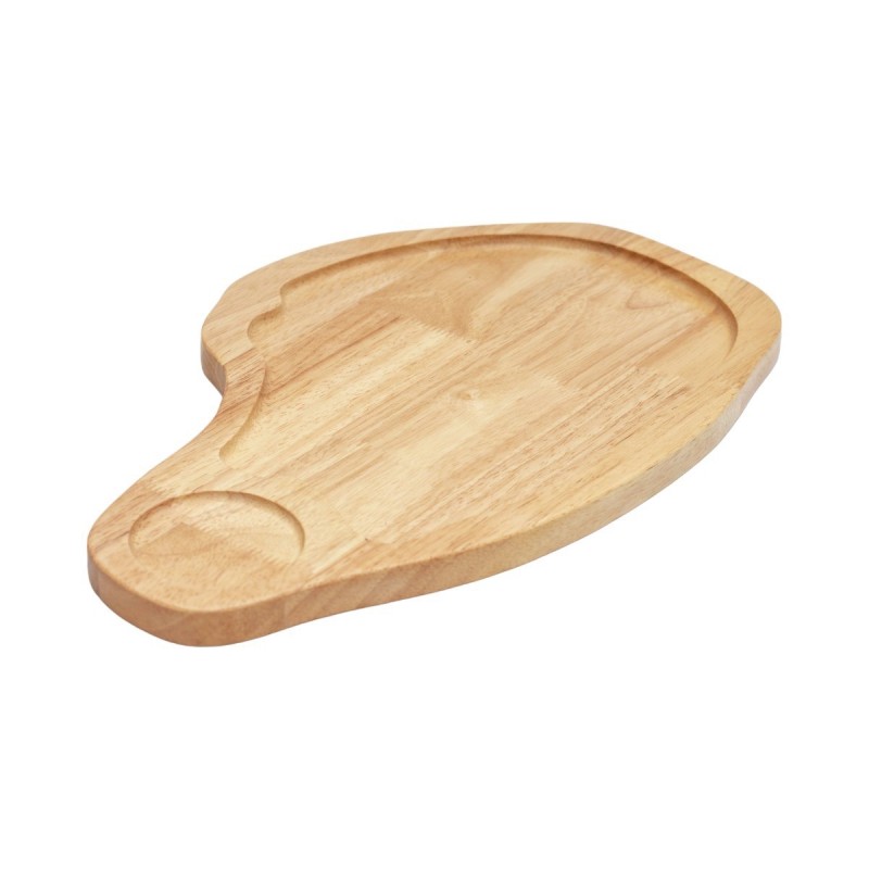 Ξύλινο Πιάτο Rubberwood Ακανόνιστο Με Τοίχωμα & ντιπ 45x28 Εκ. - 4 Ξύλινο Πιάτο Rubberwood Ακανόνιστο Με Τοίχωμα & ντιπ 45x28 Εκ. - 4