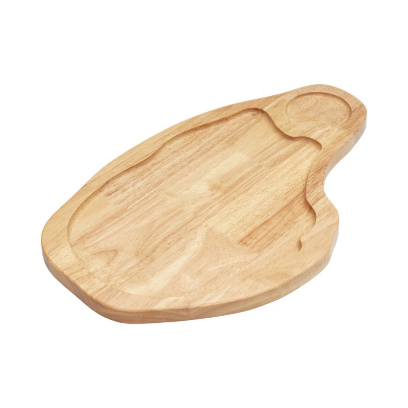 Ξύλινο Πιάτο Rubberwood Ακανόνιστο Με Τοίχωμα & ντιπ 45x28 Εκ. - 6 Ξύλινο Πιάτο Rubberwood Ακανόνιστο Με Τοίχωμα & ντιπ 45x28 Εκ. - 6