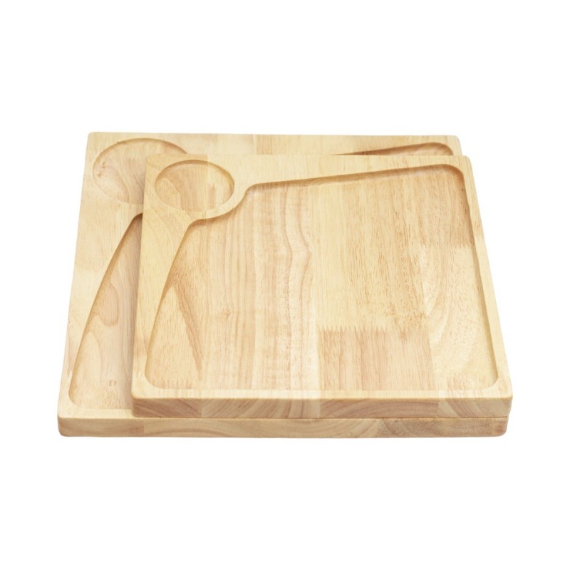 Ξύλινο Πιάτο Rubberwood Τετράγωνο & Θέση για Ντιπ Με Τοίχωμα 25, 30 Εκ. - 6 Ξύλινο Πιάτο Rubberwood Τετράγωνο & Θέση για Ντιπ Με Τοίχωμα 25, 30 Εκ. - 6