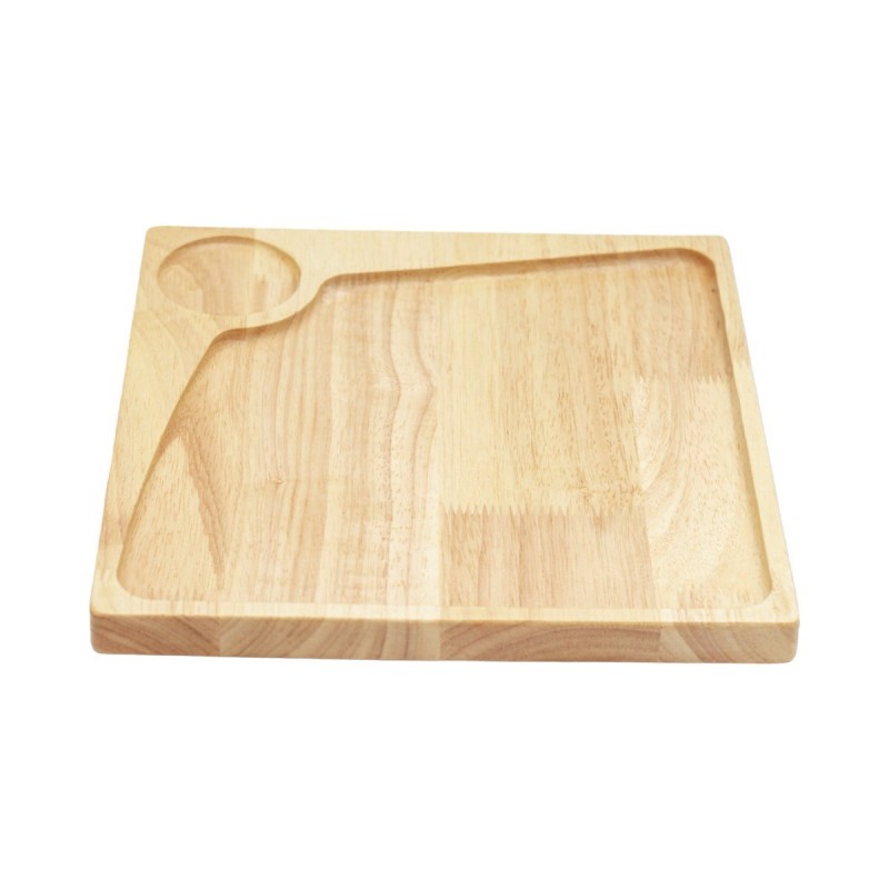 Ξύλινο Πιάτο Rubberwood Τετράγωνο & Θέση για Ντιπ Με Τοίχωμα 25, 30 Εκ. - 10 Ξύλινο Πιάτο Rubberwood Τετράγωνο & Θέση για Ντιπ Με Τοίχωμα 25, 30 Εκ. - 10