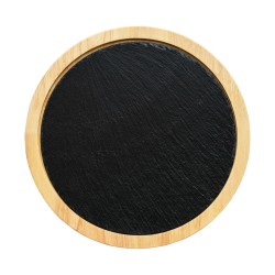 Ξύλινο Στρογγυλό Πλατό Rubberwood Με Πέτρα 34x34 Εκ. - 2