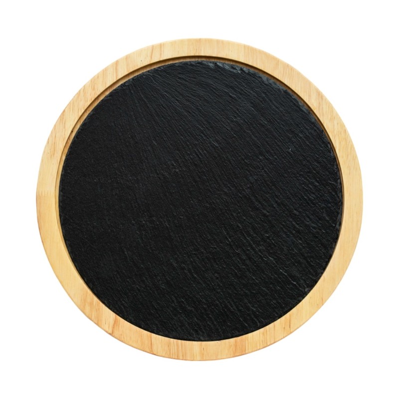 Ξύλινο Στρογγυλό Πλατό Rubberwood Με Πέτρα 34x34 Εκ. - 2