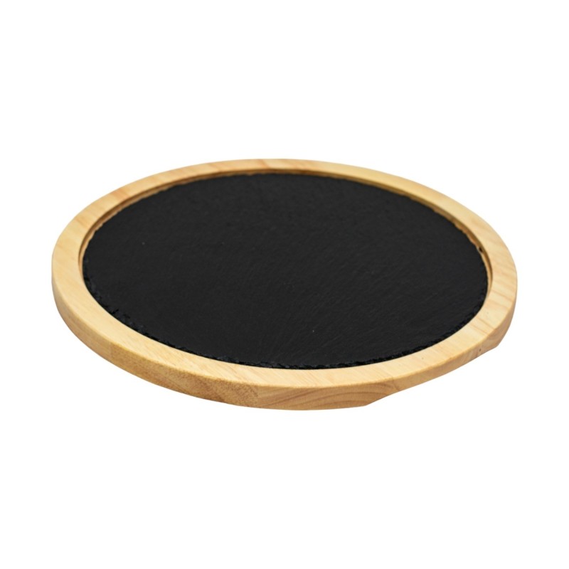 Ξύλινο Στρογγυλό Πλατό Rubberwood Με Πέτρα 34x34 Εκ. - 3