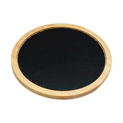 Ξύλινο Στρογγυλό Πλατό Rubberwood Με Πέτρα 34x34 Εκ. - 5
