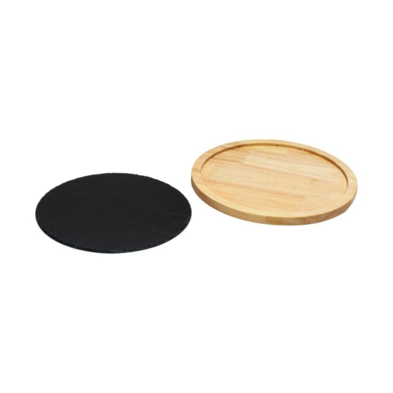 Ξύλινο Στρογγυλό Πλατό Rubberwood Με Πέτρα 34x34 Εκ. - 6
