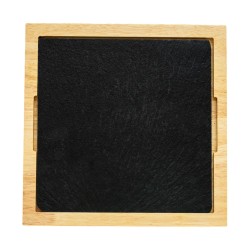 Ξύλινο Τετράγωνο Πλατό Rubberwood Με Πέτρα 29x29 Εκ. - 2