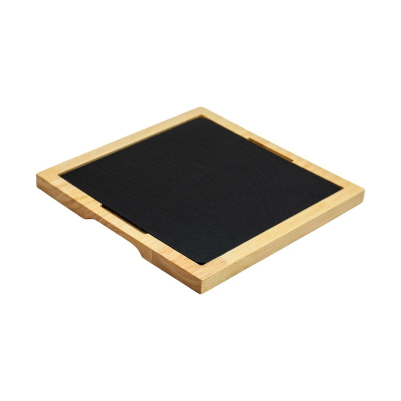 Ξύλινο Τετράγωνο Πλατό Rubberwood Με Πέτρα 29x29 Εκ. - 3 Ξύλινο Τετράγωνο Πλατό Rubberwood Με Πέτρα 29x29 Εκ. - 3