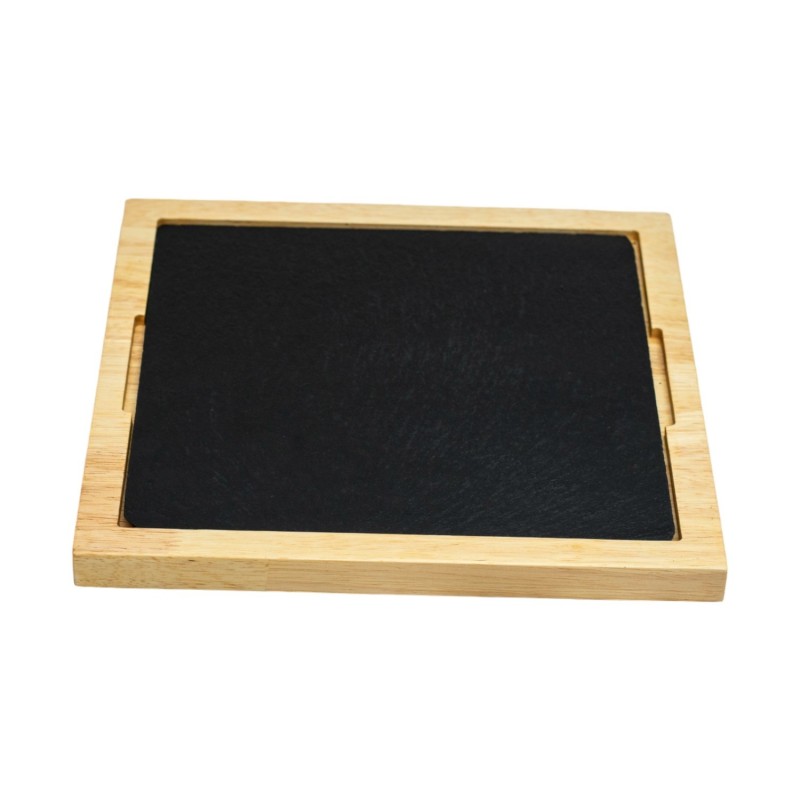 Ξύλινο Τετράγωνο Πλατό Rubberwood Με Πέτρα 29x29 Εκ. - 4 Ξύλινο Τετράγωνο Πλατό Rubberwood Με Πέτρα 29x29 Εκ. - 4