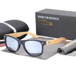 Γυαλιά Ηλίου με ασημί Φακό από ξύλο Bamboo - 1