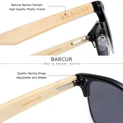 Γυαλιά Ηλίου με μαύρο σκελετό και Polarized Φακό με σκελετό καρυδιάς - 4