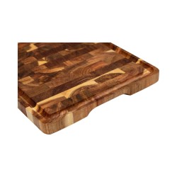 Ξύλινο πλατώ Σερβιρίσματος Mix End Grain Ακακίας Καρυδιάς Rubberowood Με Αυλάκι 35, 40, 45 Εκ. - 6