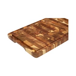 Ξύλινο πλατώ Σερβιρίσματος Mix End Grain Ακακίας Καρυδιάς Rubberowood Με Αυλάκι 35, 40, 45 Εκ. - 7