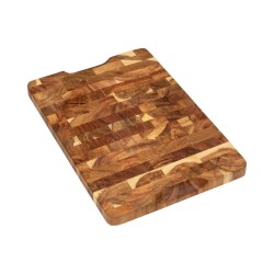 Ξύλινο πλατώ Σερβιρίσματος Mix End Grain Ακακίας Καρυδιάς Rubberowood Με Αυλάκι 35, 40, 45 Εκ. - 8