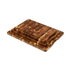 Ξύλινο πλατώ Σερβιρίσματος Mix End Grain Ακακίας Καρυδιάς Rubberowood Με Αυλάκι 35, 40, 45 Εκ. - 30