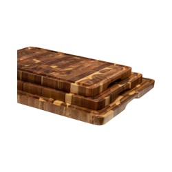 Ξύλινο πλατώ Σερβιρίσματος Mix End Grain Ακακίας Καρυδιάς Rubberowood Με Αυλάκι 35, 40, 45 Εκ. - 31
