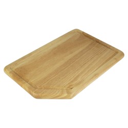 Ξύλινο Πιάτο Rubberwood Με Αυλάκι 36x24 Εκ. - 1