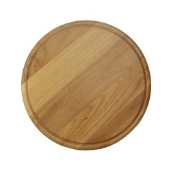 Ξύλινο Στρογγυλό Πιάτο Με Αυλάκι Από Ξύλο Rubberwood Φ26 Εκ. - 2