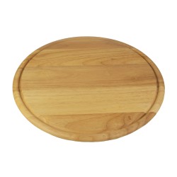 Ξύλινο Στρογγυλό Πιάτο Με Αυλάκι Από Ξύλο Rubberwood Φ26 Εκ. - 1