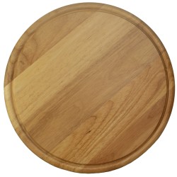 Ξύλινο Στρογγυλό Πιάτο Με Αυλάκι Από Ξύλο Rubberwood Φ45 Εκ. - 2