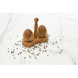 Χειροποίητο Ξύλινο Σετ Αλατοπίπερου, Αβγά, Με Βάση Από Eλιά - 3