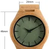 Ξύλινο χειροποίητο ρολόι bamboo Grren & δερμάτινο λουράκι - 5